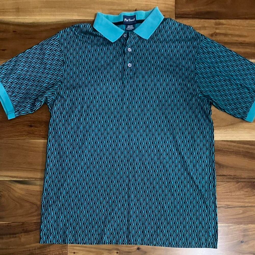 Vintage Par Four Polo shirt men’s medium novelty abstract psychedelic print